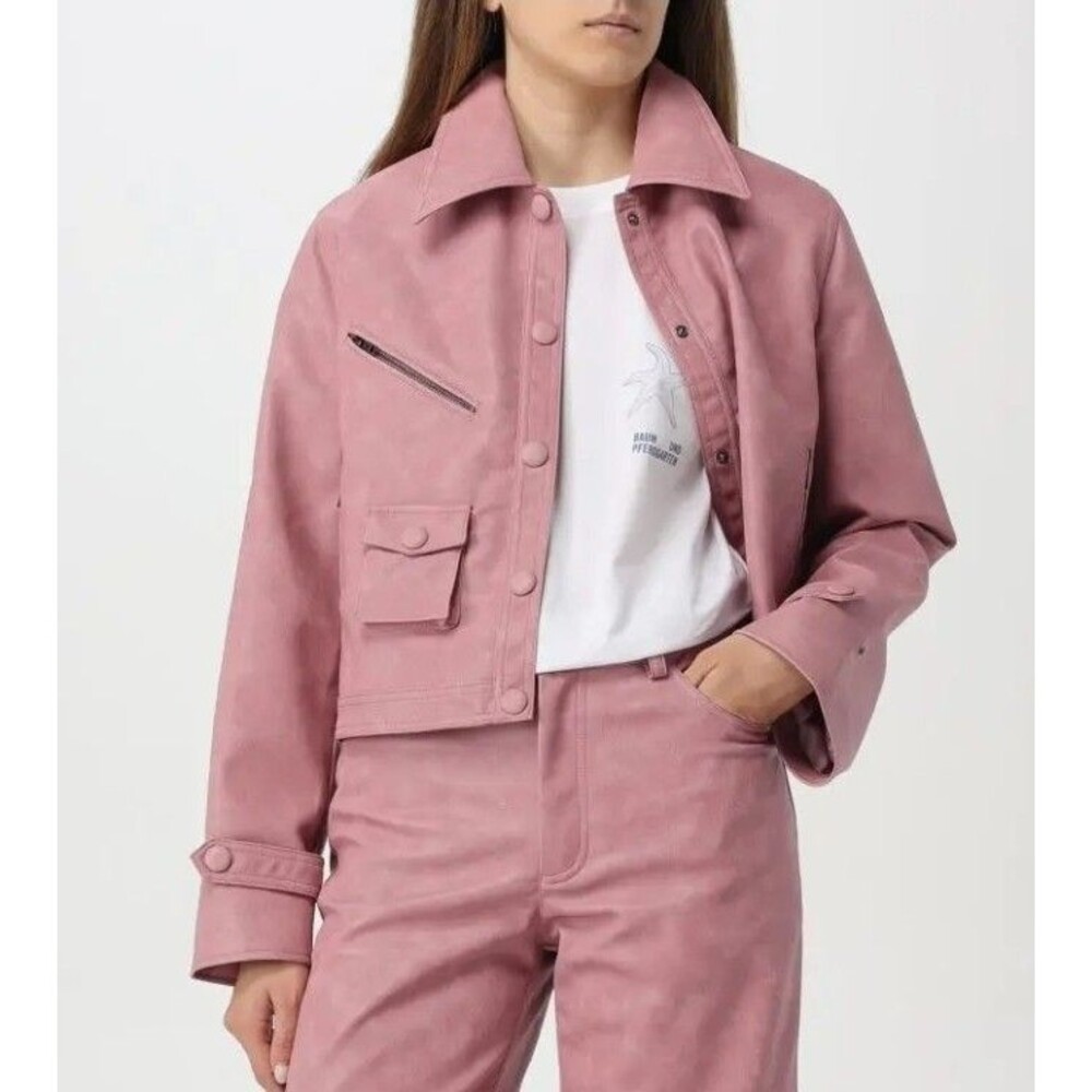 Baum & Pferdgarten Belle Jacket Washed LilacsPink Vegan Suede NEW Size 44 Large